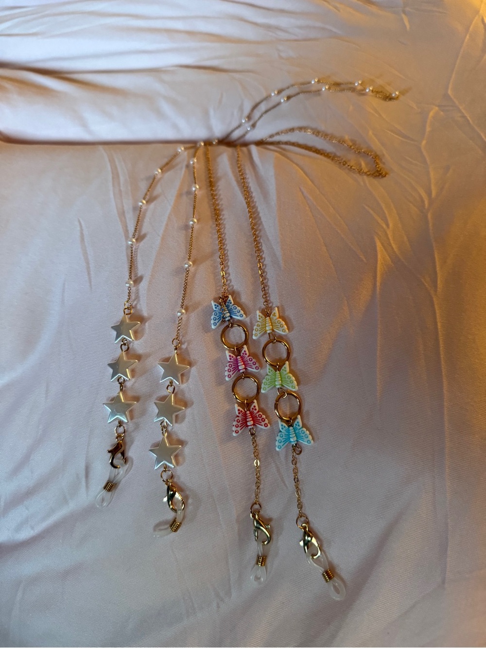 Gold Eyeglasses Chain with Charms Butterfly Stars New set 2